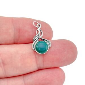 Vintage Sterling Silver 925 Green Onyx Pendant